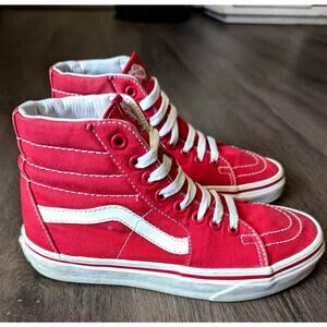 Vans Sk8-Hi High Top Sneakers Racing Red White Classic Stripe Unisex Size 6 4.5
